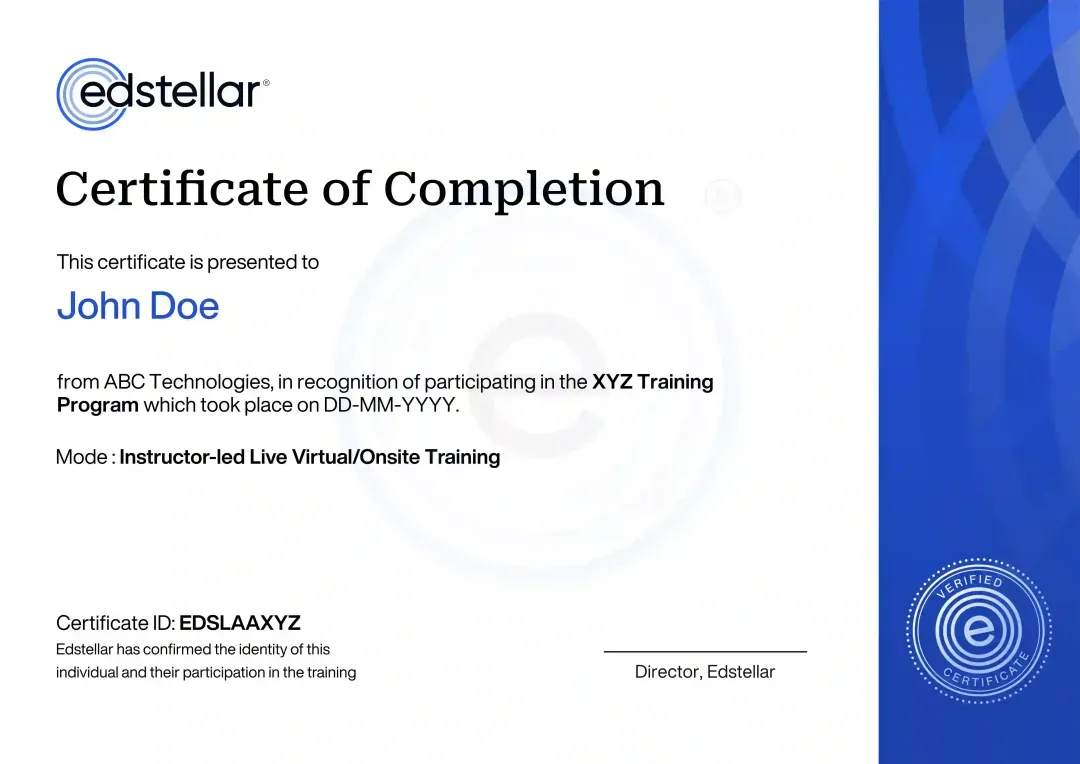 Edstellar Certificate of Completion Edstellar Certificate of Completion